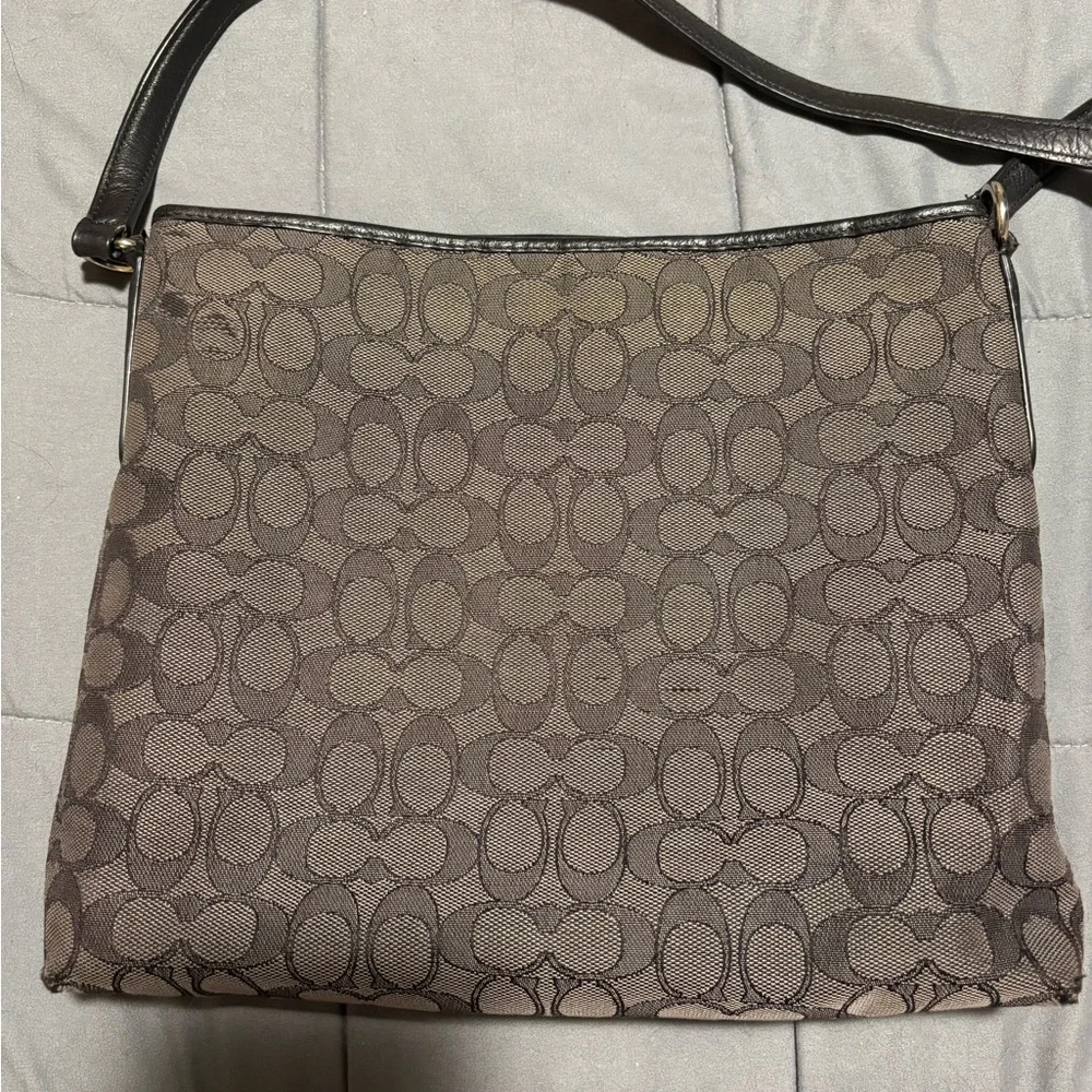 COACH Dark Gray Signature Canvas Crossbody Bag - Picture 7 of 10